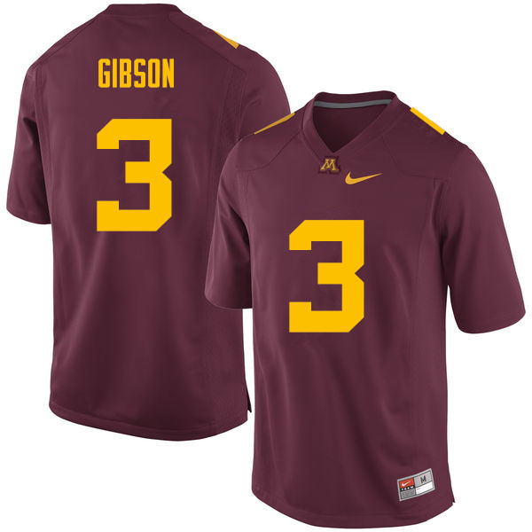 Men #3 Jerry Gibson Minnesota Golden Gophers College Football Jerseys Sale-Maroon